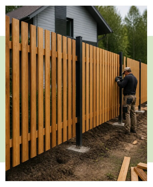 Установка деревянного забора в Иркутске - от 2396 р. | ЗаборЭксеперт-Ркт